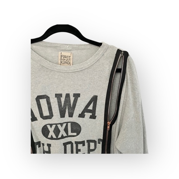 new LF Furst of a Kind ☯︎︎ Upcycled Vintage Zipper Tee ☯︎︎ Gym T Shirt ☯︎︎ Grey - Picture 4 of 16